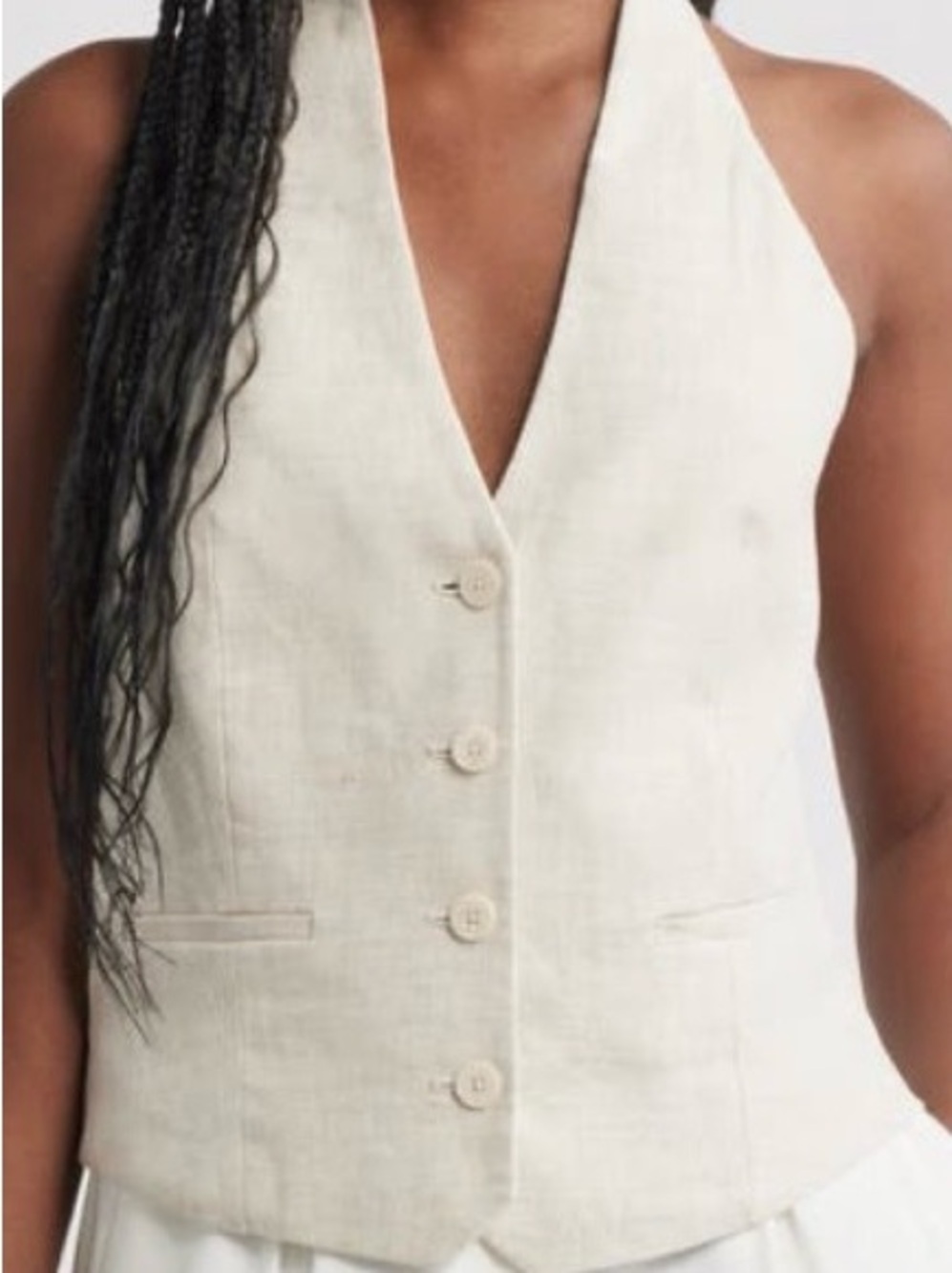 Mango Boreli Linen Halter Vest (Size Medium)
